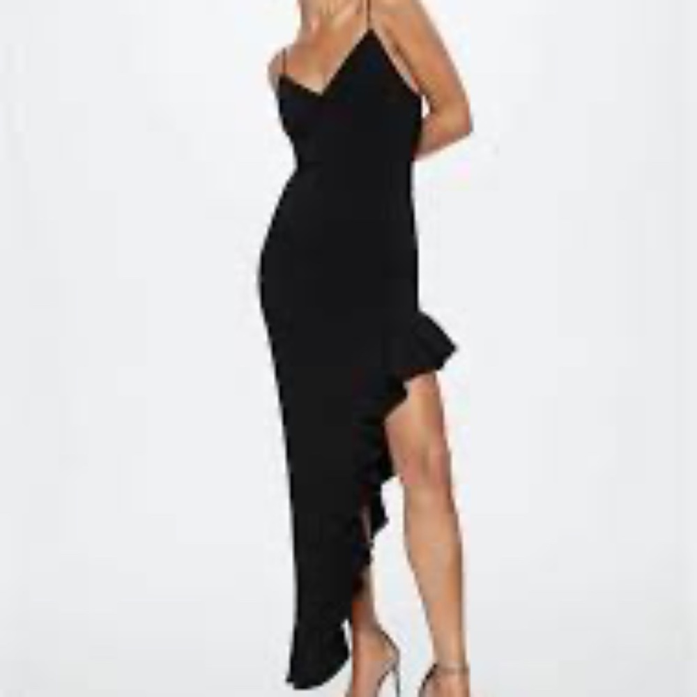 MNG mango James dress asymmetrical slit with ruffle